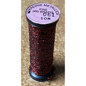 Kreinik #8 Fine Braid Metallic Thread - 10m - 061 Ruby